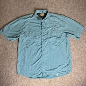 Realtree Outfitters Mens Blue Short Sleeve Fishing Shirt Ventilated XL Utility